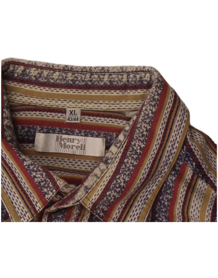 HENRY MORELL Mens Shirt Size 43/44 XL Multicoloured Striped