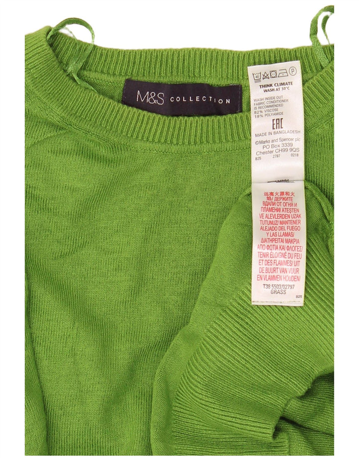 Marks & Spencer Womens Crew Neck Jumper Sweater UK 14 Medium Green