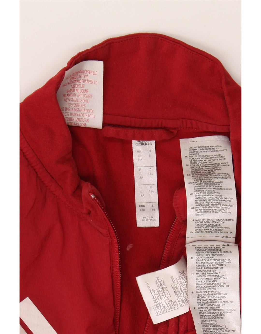 ADIDAS Boys Graphic Zip Neck Pullover Tracksuit Top 13-14 Years Red