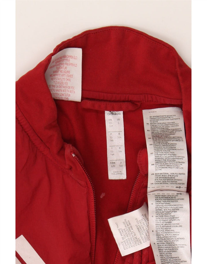 ADIDAS Boys Graphic Zip Neck Pullover Tracksuit Top 13-14 Years Red