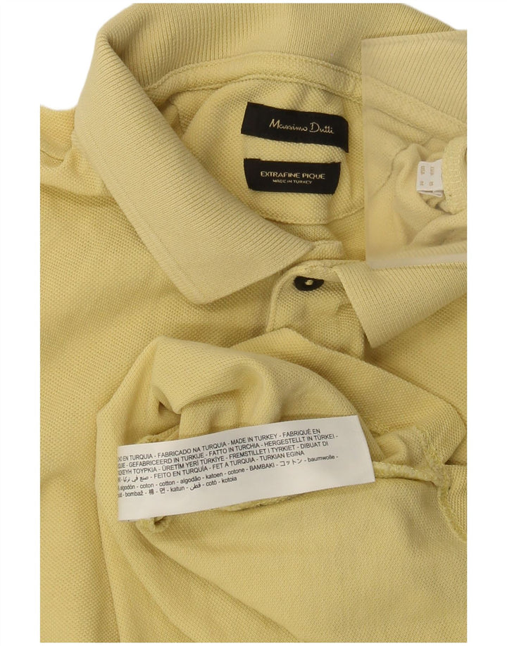 Massimo Dutti Mens Polo Shirt Medium Yellow Cotton