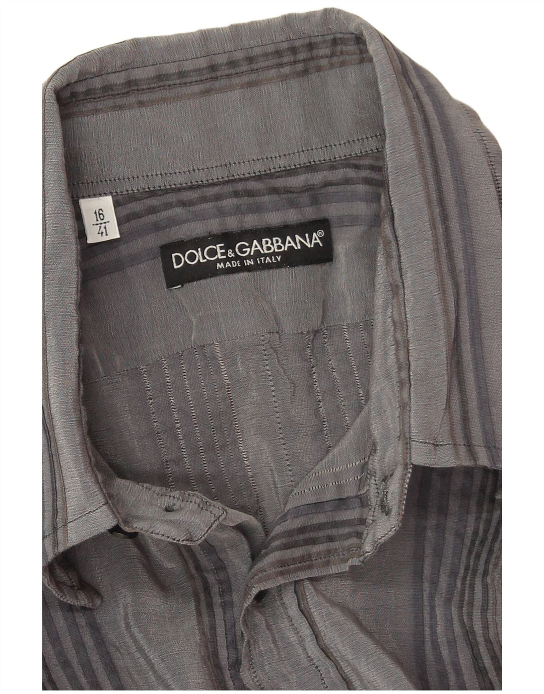 Dolce & Gabbana Mens Shirt Size 16 41 Large Grey Striped