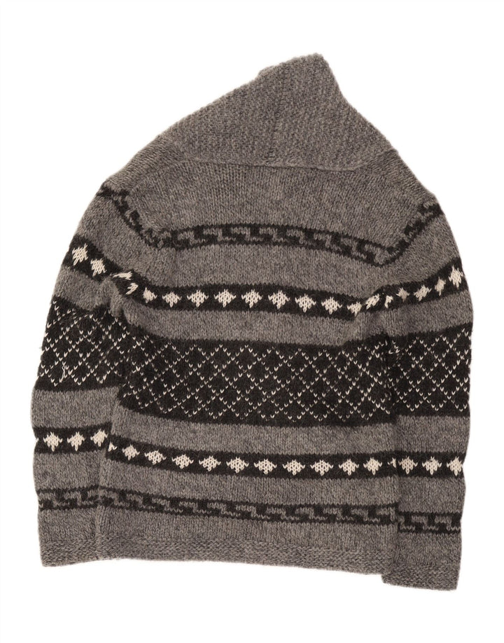 Zara Mens Cardigan Sweater Medium Grey Geometric