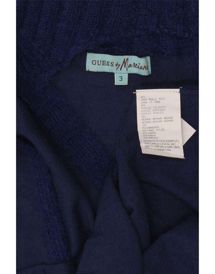 Guess Womens marciano Turtle Neck Jumper Sweater US 3 Small Navy Blue Wool