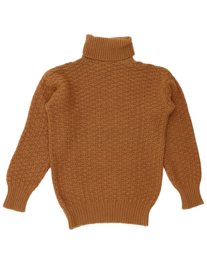 BENETTON Womens Roll Neck Jumper Sweater UK 12 Medium Brown Wool