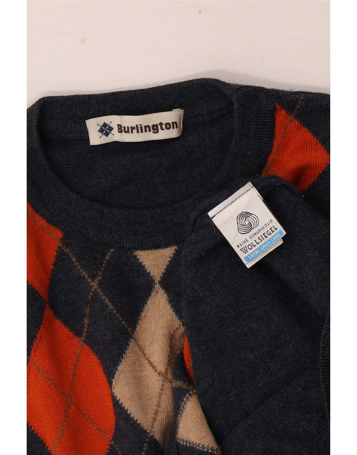 Burlington Mens Crew Neck Jumper Sweater IT 48 Medium Navy Blue