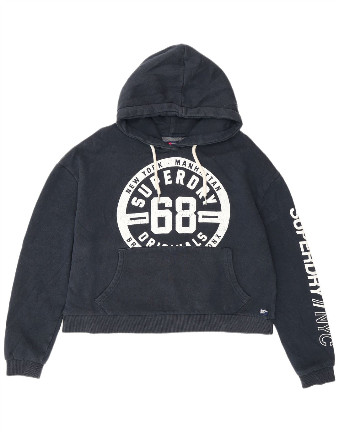Superdry Womens Graphic Oversized Hoodie Jumper UK 14 Medium Navy Blue