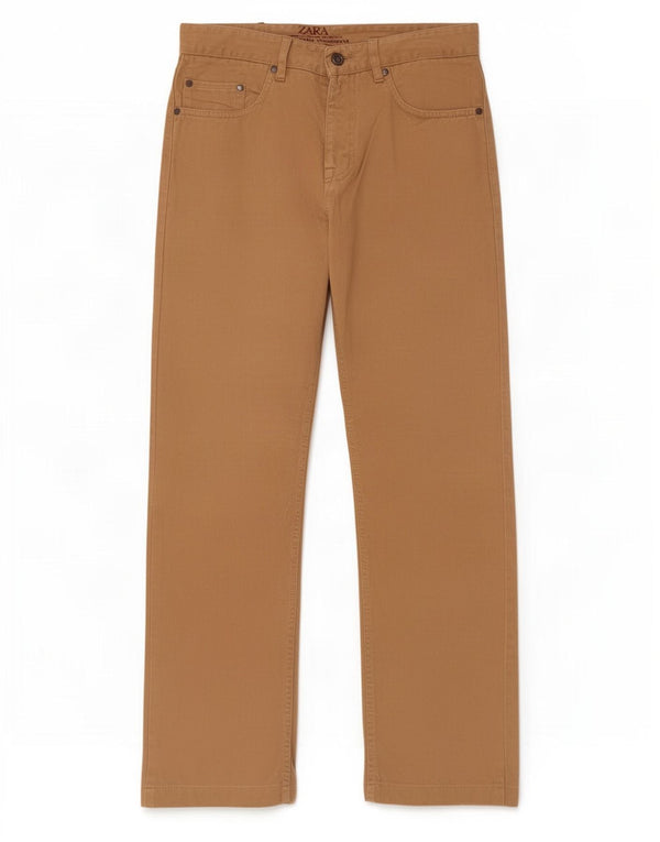 Zara Mens Straight Casual Trousers EU 40 Medium W31 L29 Beige