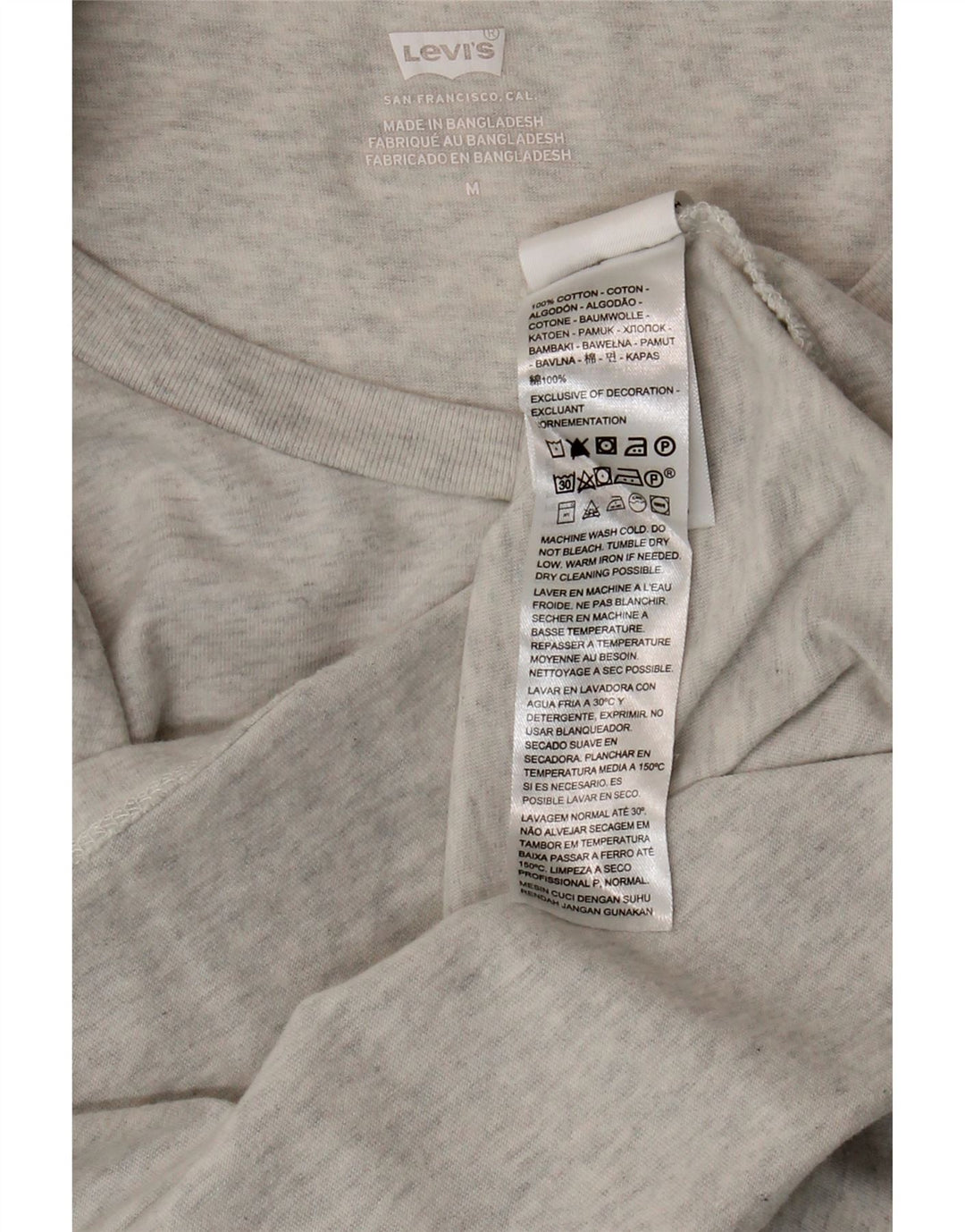 Levi's Womens T-Shirt Top UK 12 Medium Grey Flecked Cotton