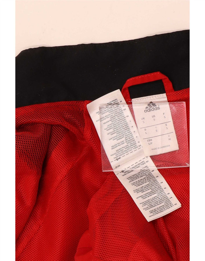 Adidas Mens Tracksuit Top Jacket Small Red Colourblock Polyester