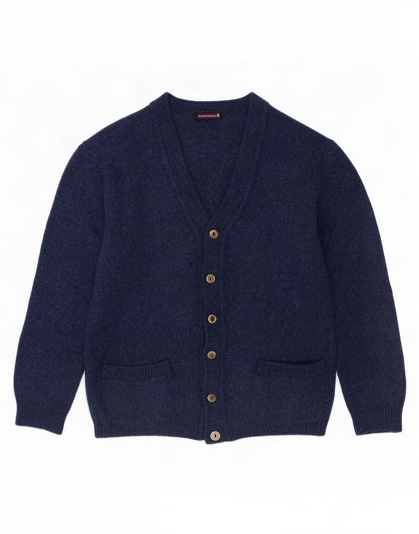Vintage Mens Cardigan Sweater Medium Navy Blue New Wool