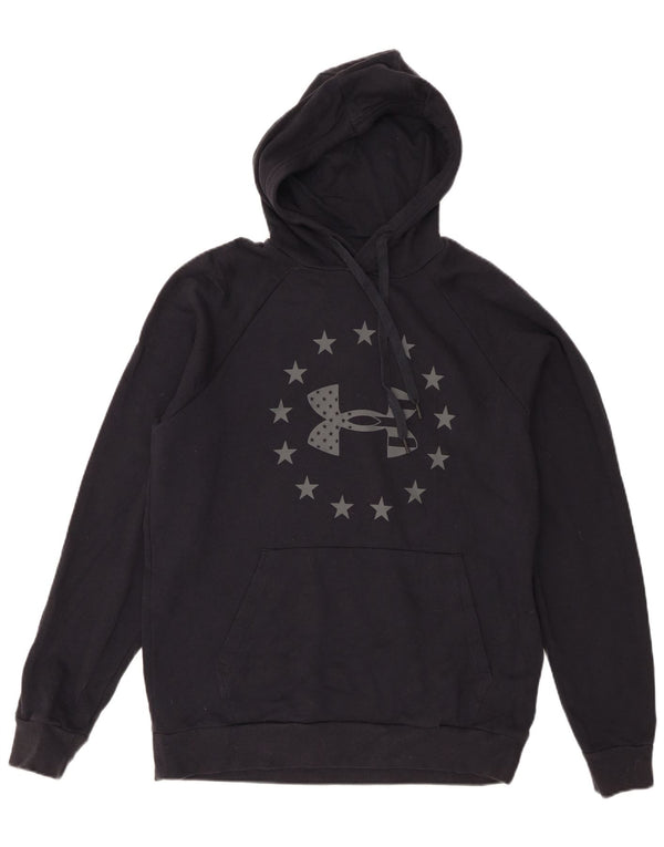 Under Armour Mens Graphic Hoodie Jumper Medium Black Cotton