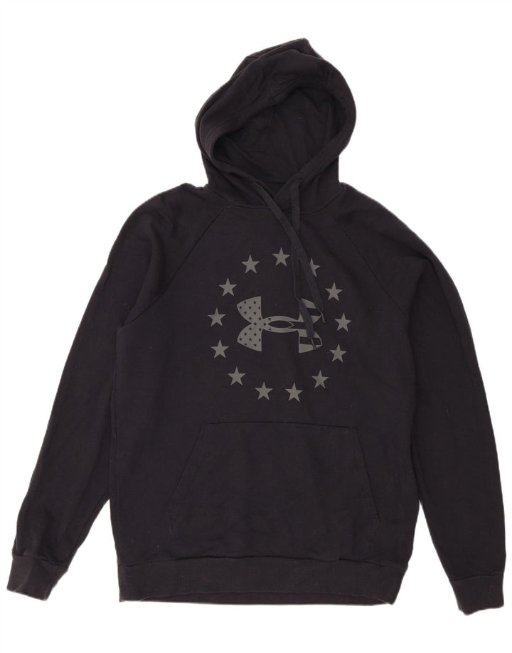Under Armour Mens Graphic Hoodie Jumper Medium Black Cotton