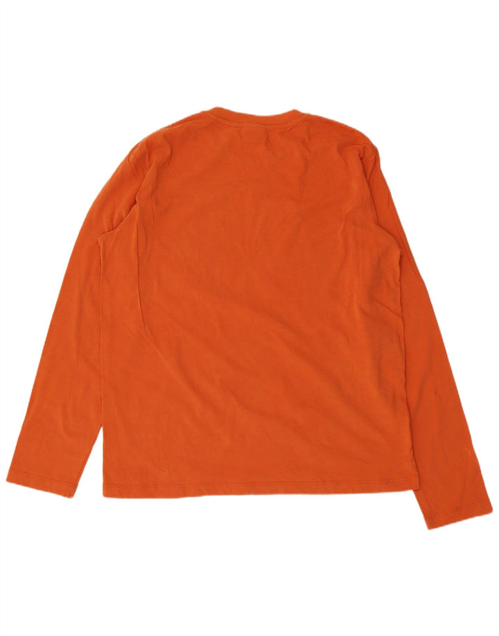 TRUSSARDI JEANS Mens Graphic Top Long Sleeve 2XL Orange Cotton