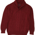 Zara Mens Shawl Neck Jumper Sweater Large Maroon Acrylic