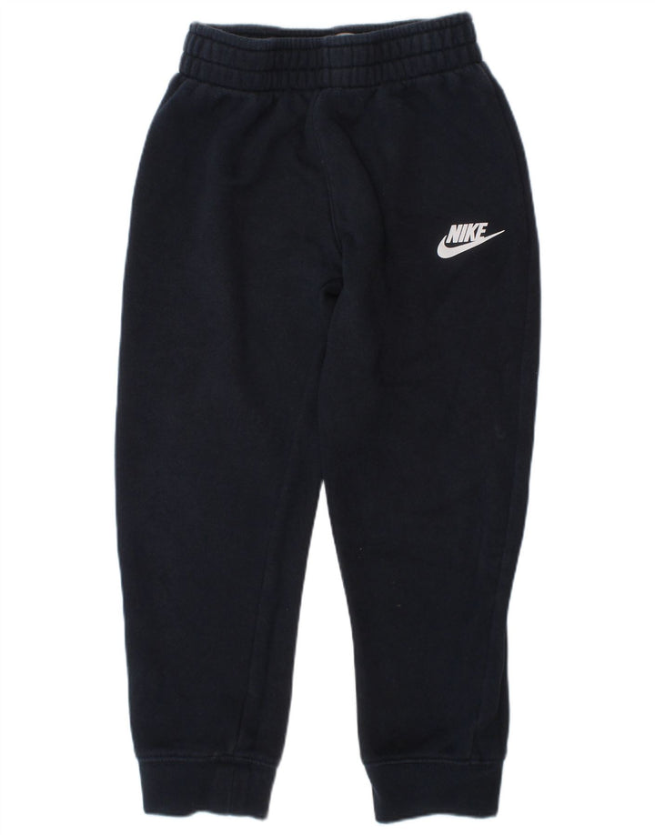 NIKE Boys Tracksuit Trousers Joggers 5-6 Years Medium Navy Blue Cotton