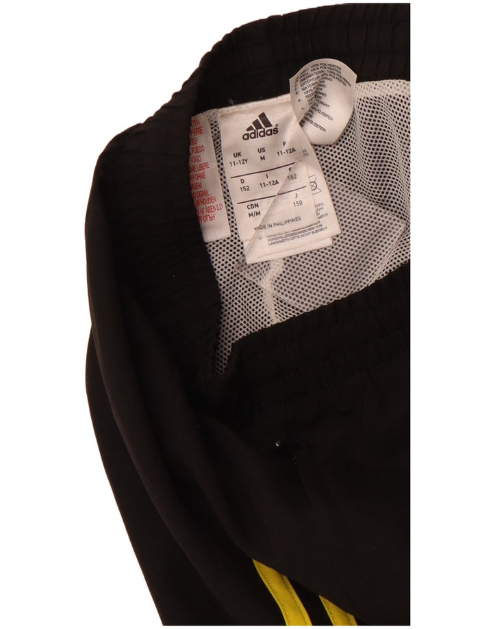 ADIDAS Boys Tracksuit Trousers Joggers 11-12 Years  Black Polyester