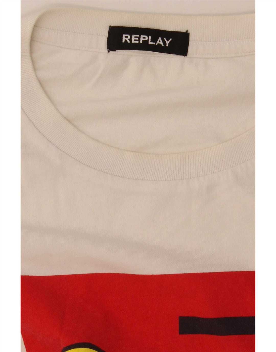 Replay Mens Graphic T-Shirt Top Medium White