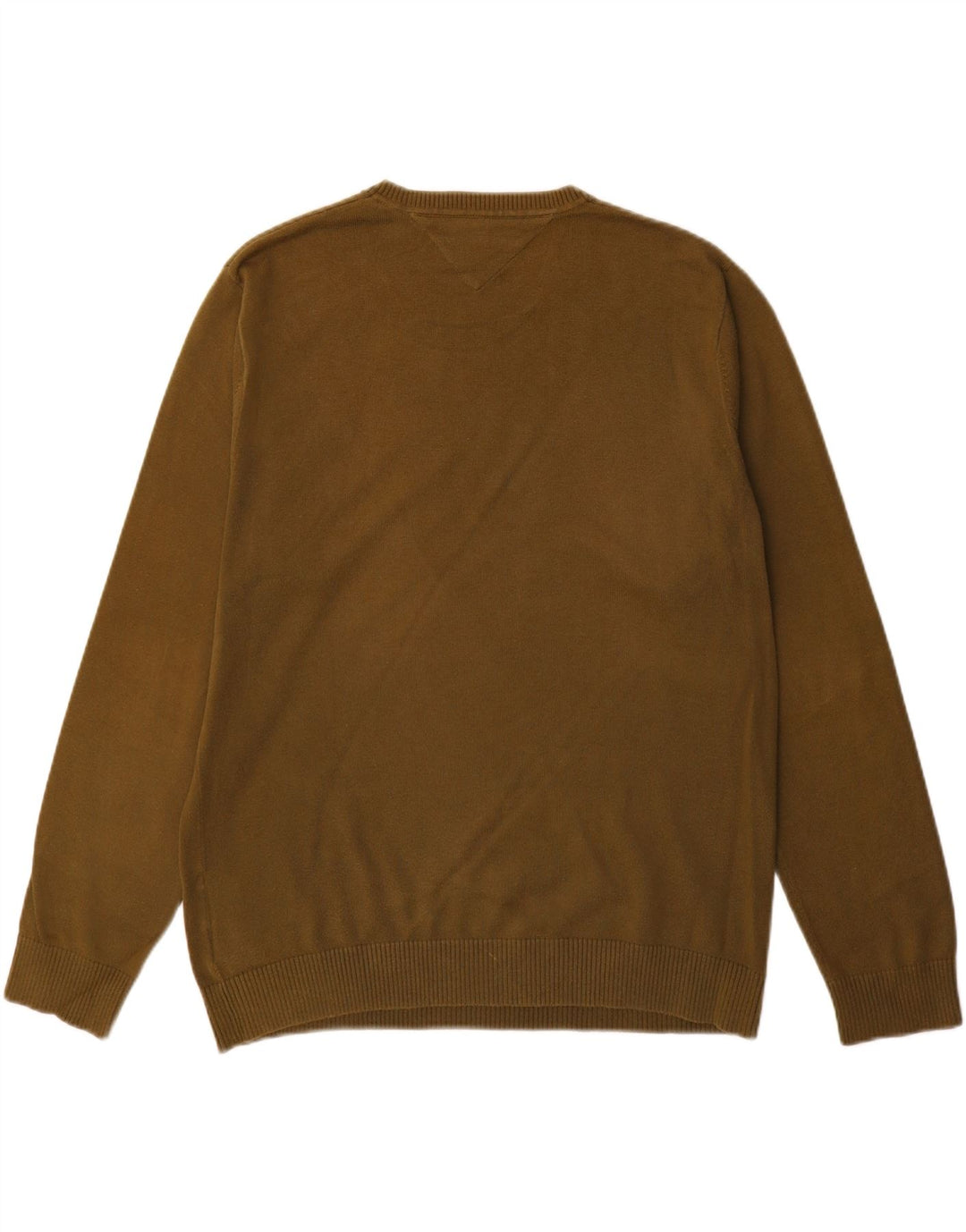 TOMMY HILFIGER Mens Crew Neck Jumper Sweater Large Brown Cotton