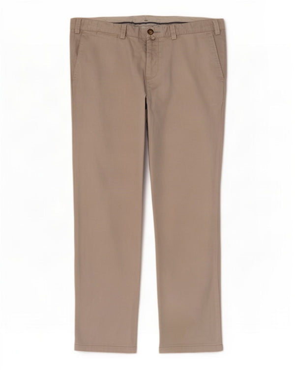 Massimo Dutti Mens Straight Chino Trousers EU 46 XL W36 L32 Beige Cotton