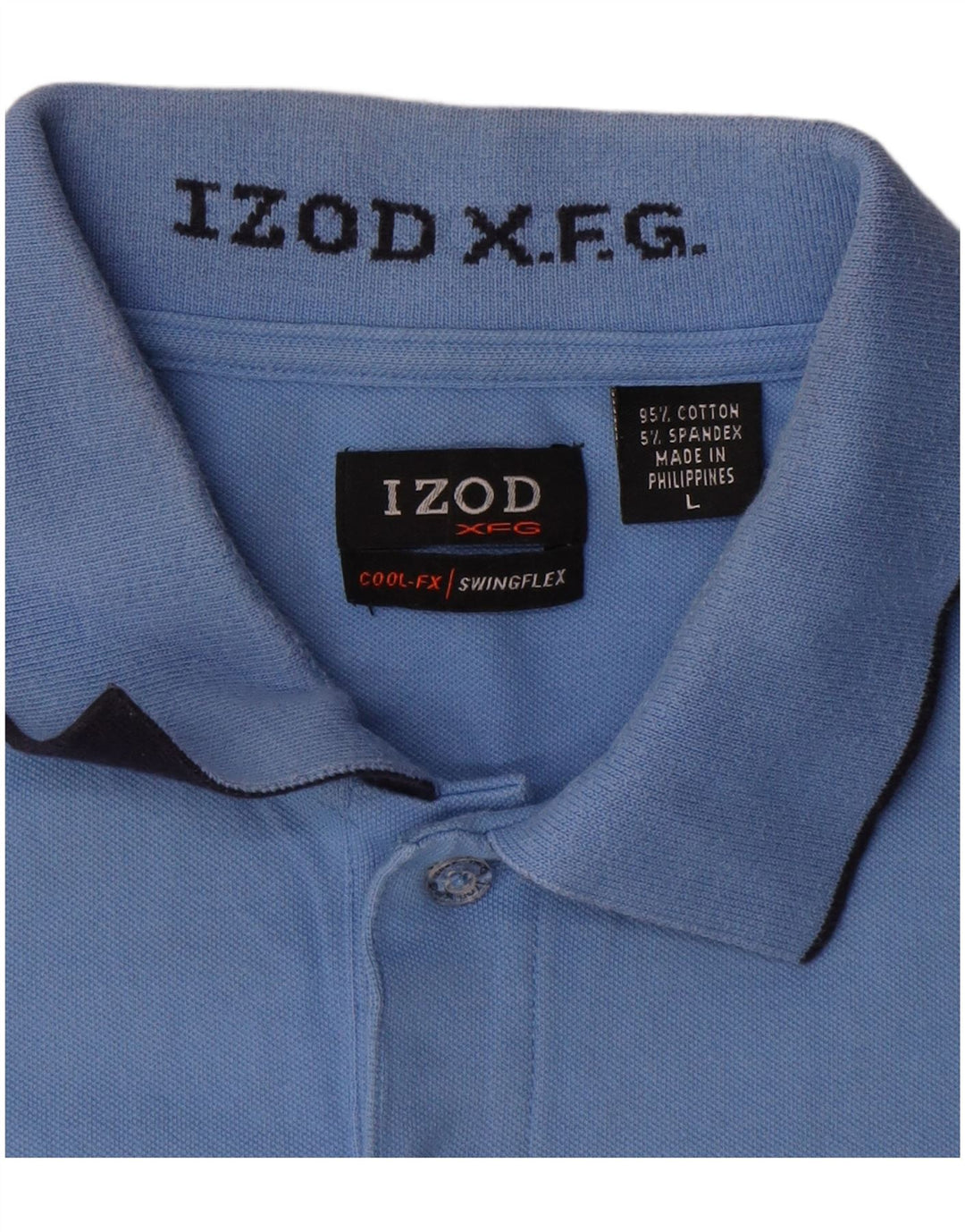 Izod Mens Polo Shirt Large Blue Cotton