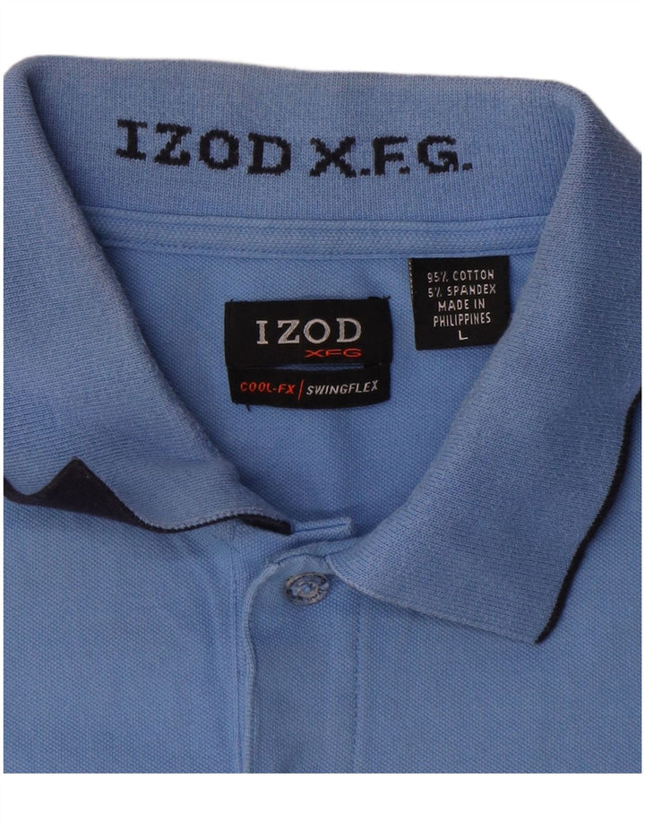 Izod Mens Polo Shirt Large Blue Cotton