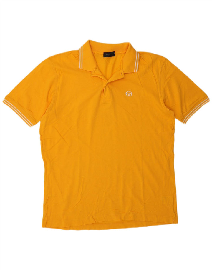 SERGIO TACCHINI Mens Polo Shirt Large Yellow Cotton