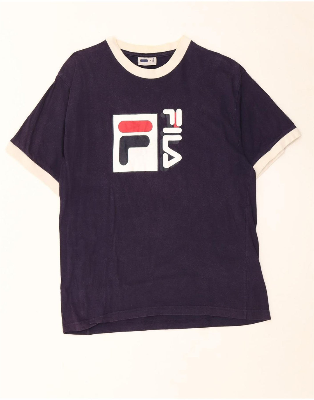 FILA Mens Graphic T-Shirt Top Medium Navy Blue Cotton