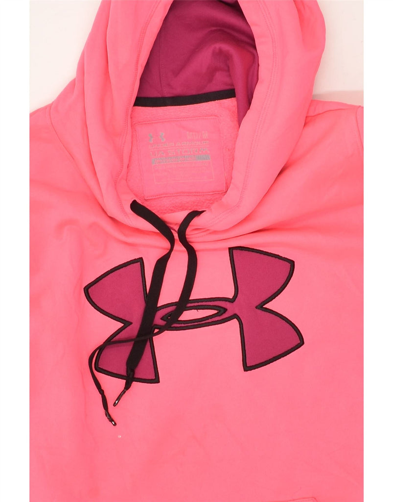 UNDER ARMOUR Womens Graphic Hoodie Jumper UK 14 Medium Pink Polyester | Vintage Under Armour | Thrift | Second-Hand Under Armour | Used Clothing | Messina Hembry 