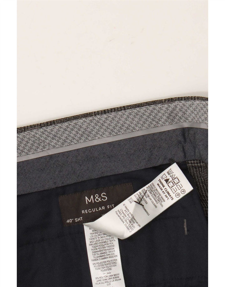 Marks & Spencer Mens Straight Regular Fit Suit Trousers W40 L29 Grey Check