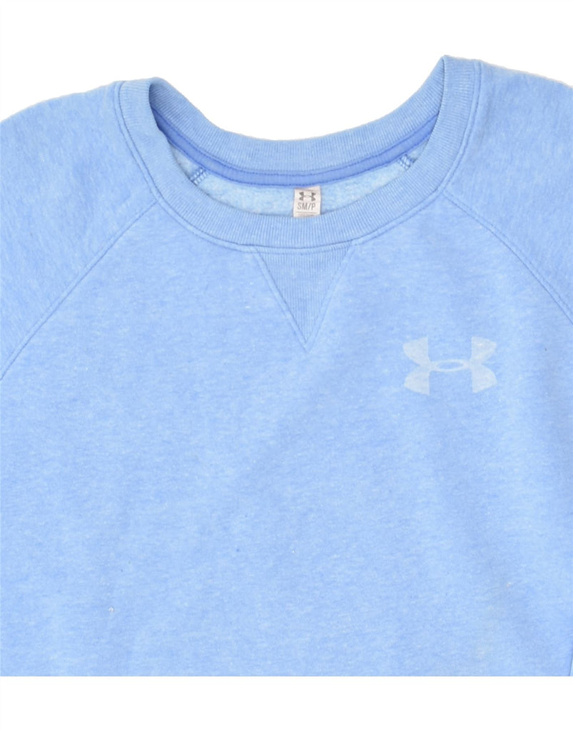 UNDER ARMOUR Womens Graphic Sweatshirt Jumper UK 10 Small Blue | Vintage Under Armour | Thrift | Second-Hand Under Armour | Used Clothing | Messina Hembry 