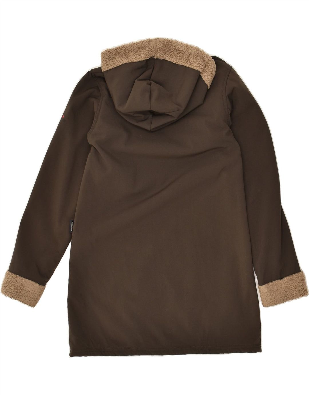CANADIAN Boys Hooded Overcoat 11-12 Years Brown Polyester Vintage Canadian and Second-Hand Canadian from Messina Hembry 