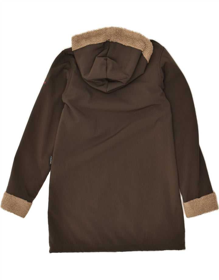 CANADIAN Boys Hooded Overcoat 11-12 Years Brown Polyester Vintage Canadian and Second-Hand Canadian from Messina Hembry 