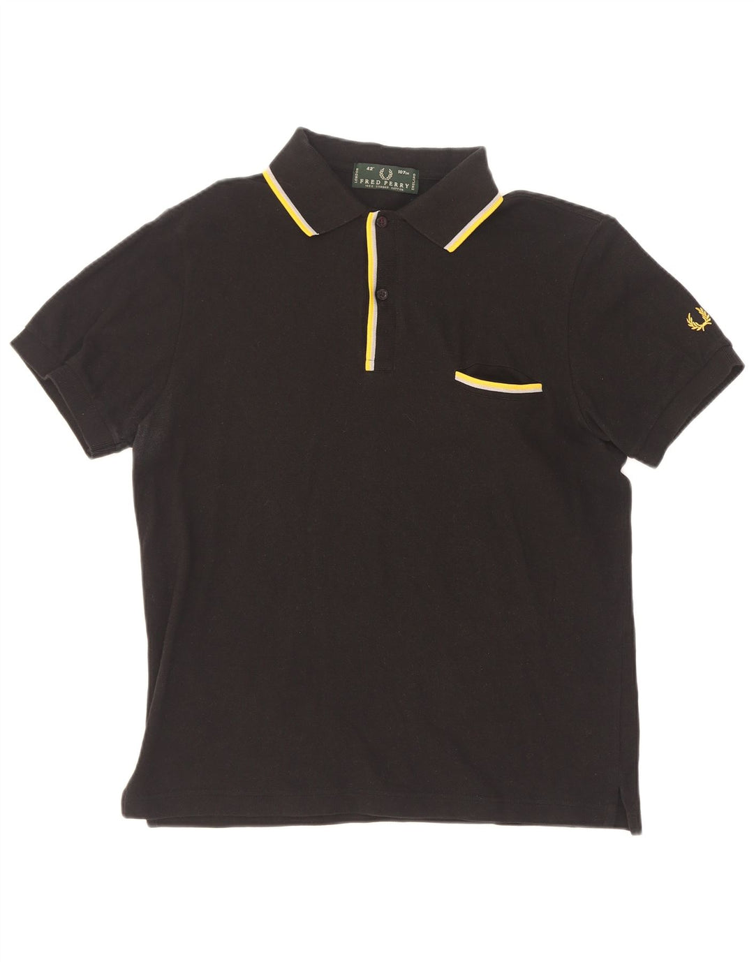 Fred Perry Mens Polo Shirt Medium Black Striped Cotton