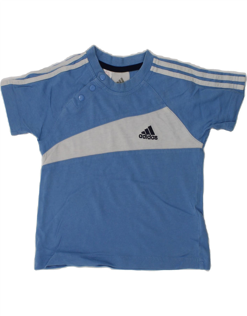 ADIDAS Baby Boys T-Shirt Top 9-12 Months Blue Colourblock Cotton | Vintage Adidas | Thrift | Second-Hand Adidas | Used Clothing | Messina Hembry 