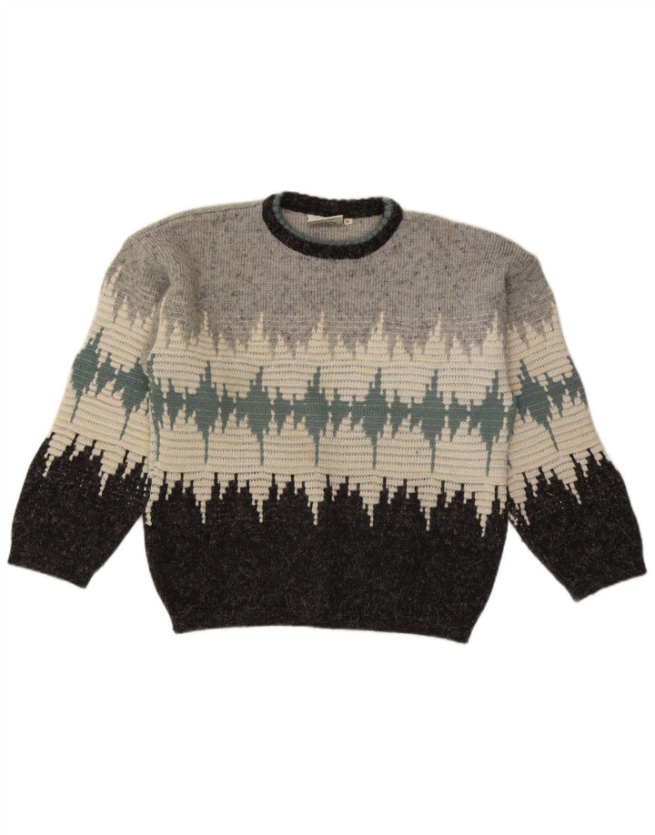 Ciao Mens Crew Neck Jumper Sweater Medium Grey Colourblock Acrylic