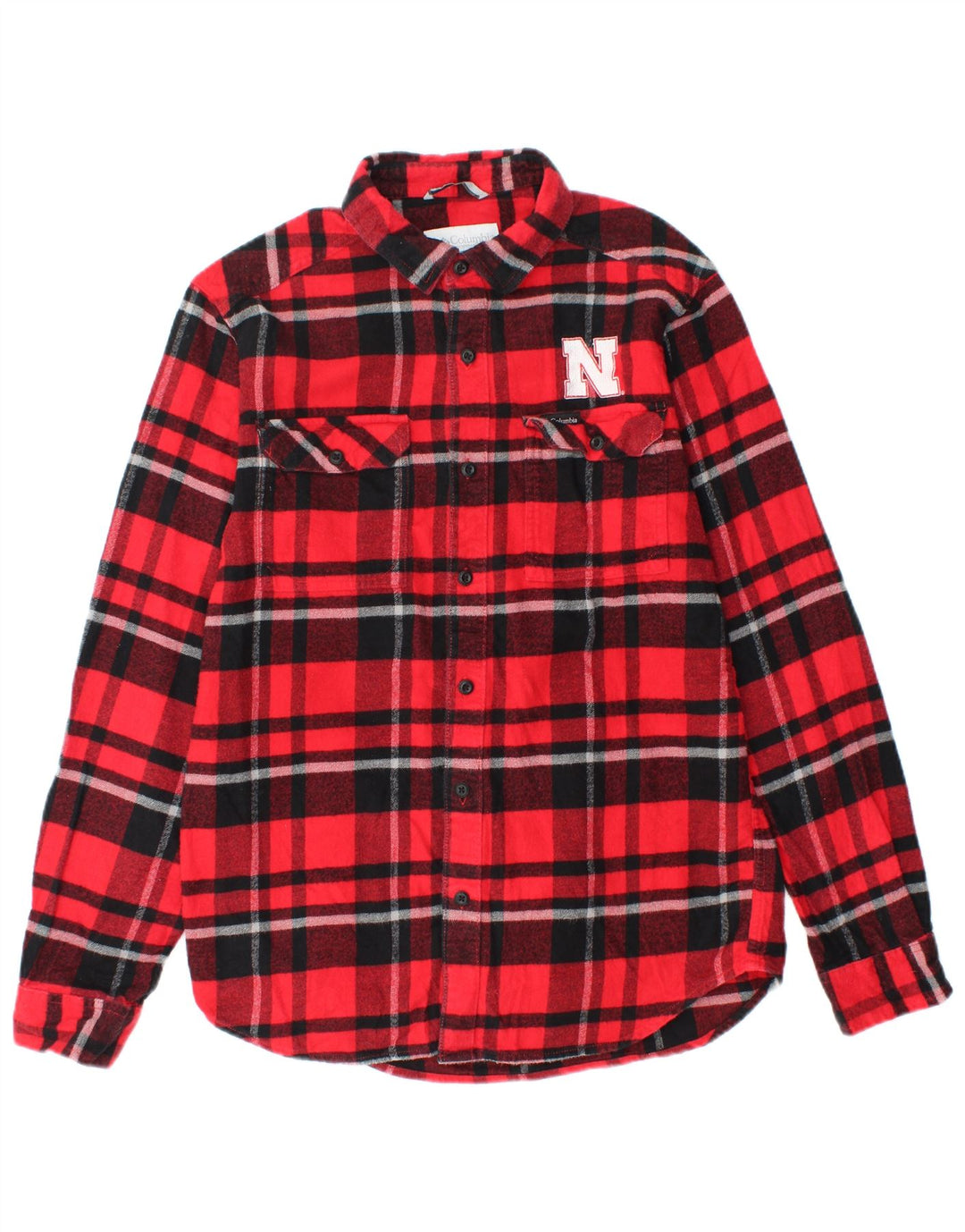 Columbia Mens Small Red Plaid Cotton