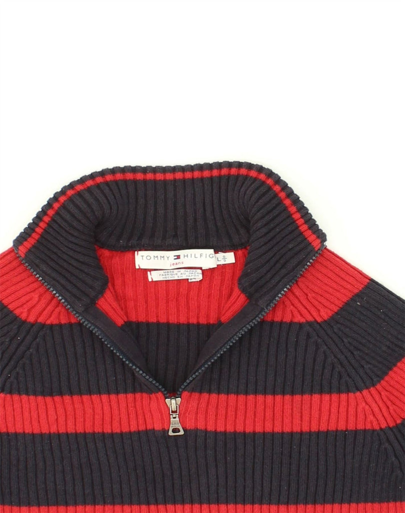 TOMMY HILFIGER Boys Zip Neck Jumper Sweater 7-8 Years Large  Red | Vintage Tommy Hilfiger | Thrift | Second-Hand Tommy Hilfiger | Used Clothing | Messina Hembry 