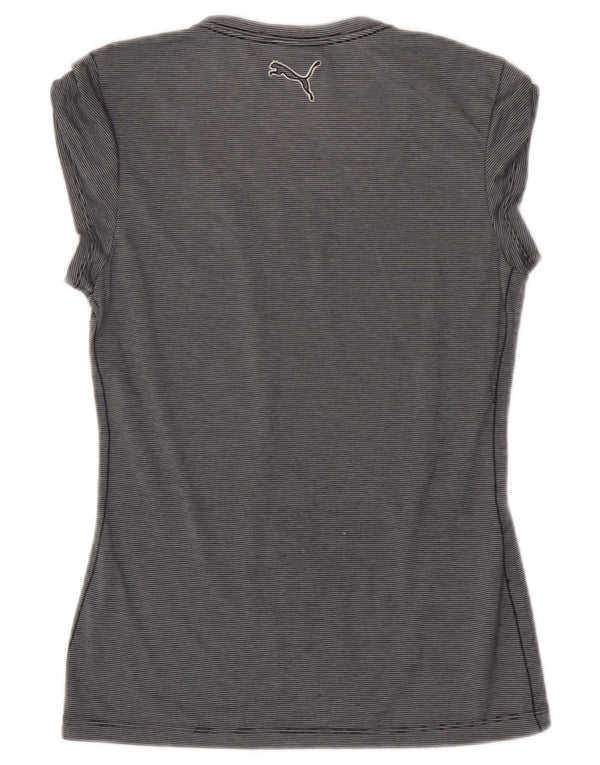 Puma Womens Graphic T-Shirt Top UK 8 Small Navy Blue Striped