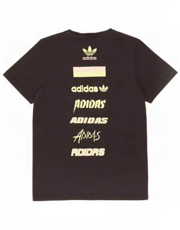 Adidas Boys Graphic T-Shirt Top 15-16 Years Black Cotton