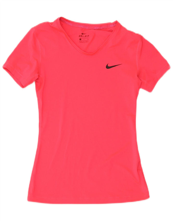 Nike Womens Dri Fit T-Shirt Top UK 8 Small Pink