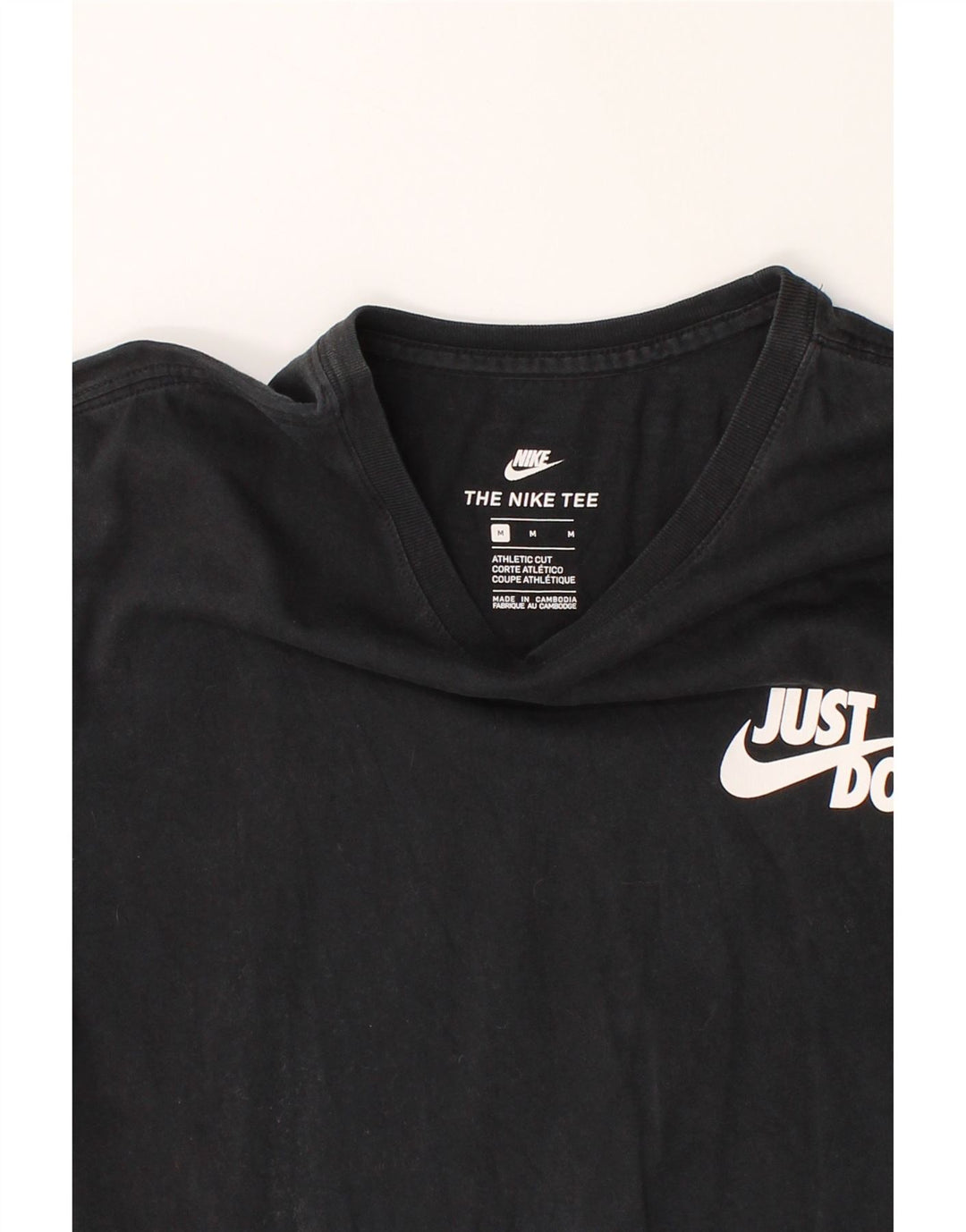 NIKE Womens Athletic Cut Crop Graphic T-Shirt Top UK 14 Medium Black Vintage Nike and Second-Hand Nike from Messina Hembry 