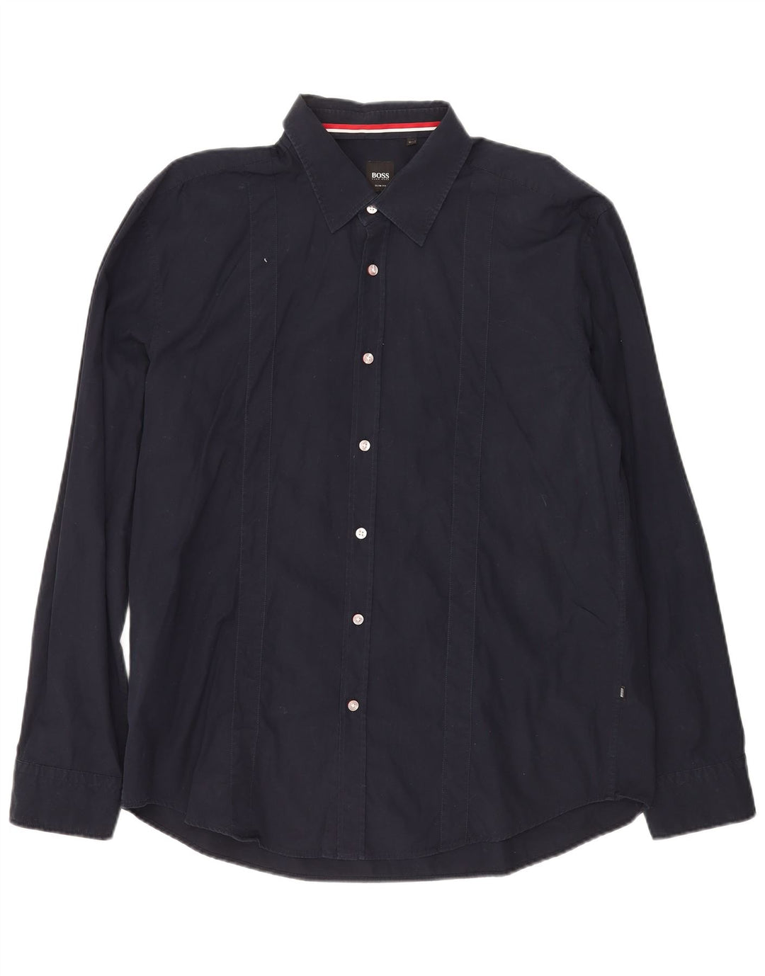 Hugo Boss Mens Slim Fit Shirt 2XL Navy Blue Cotton