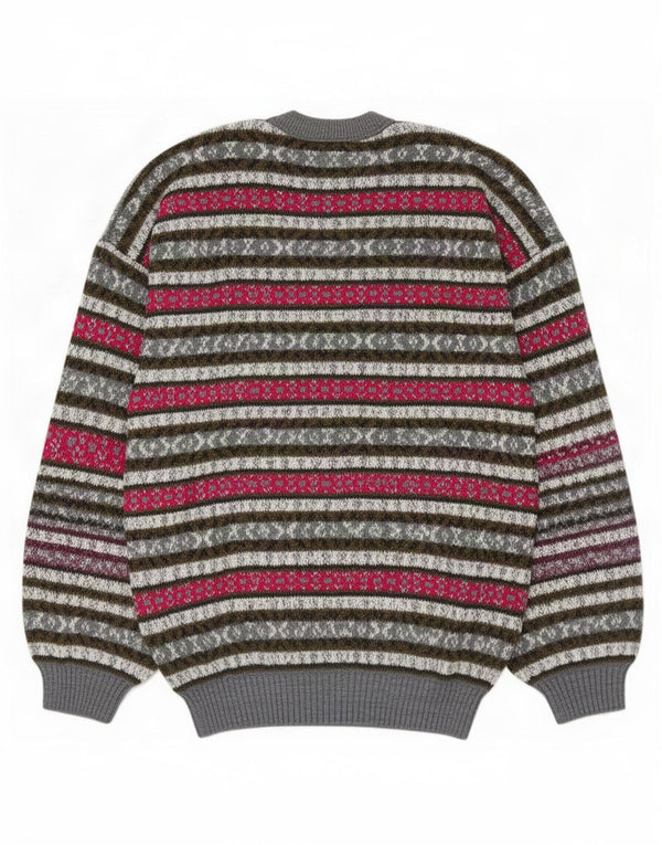 Vintage Mens Crew Neck Jumper Sweater Medium Multicoloured Fair Isle Wool