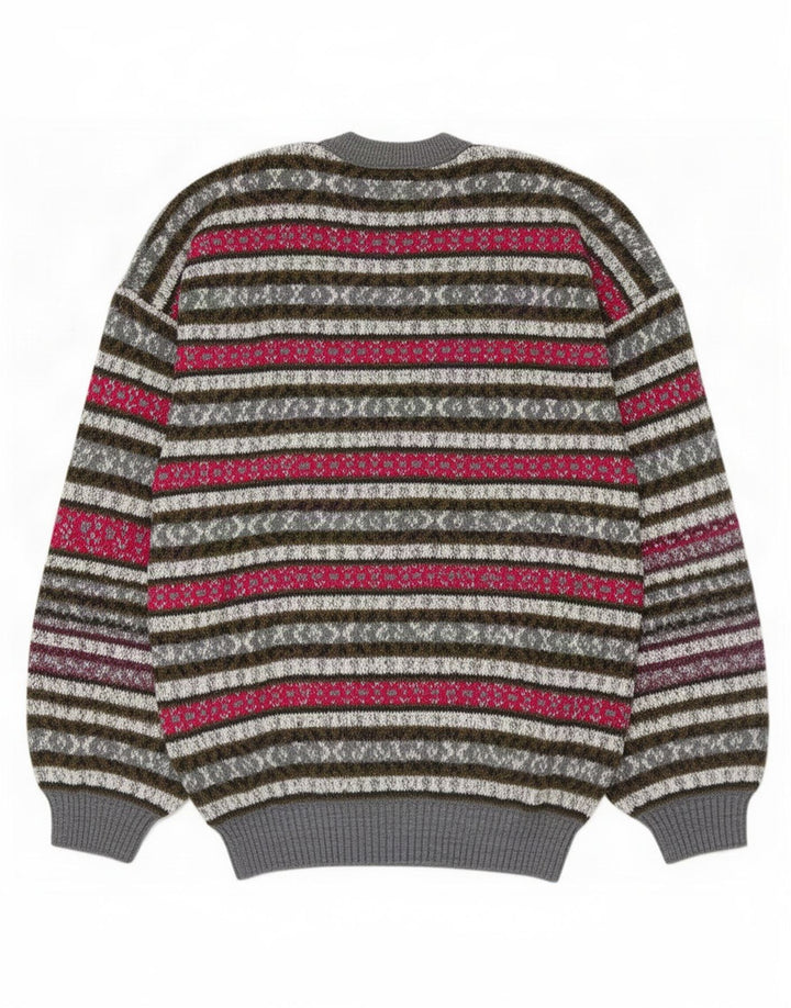 Vintage Mens Crew Neck Jumper Sweater Medium Multicoloured Fair Isle Wool