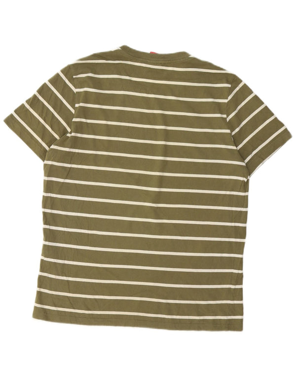 Puma Mens T-Shirt Top Medium Khaki Striped Cotton