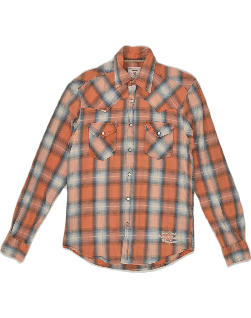 JACK & JONES Mens Shirt Medium Orange Check Cotton | Vintage Jack & Jones | Thrift | Second-Hand Jack & Jones | Used Clothing | Messina Hembry 