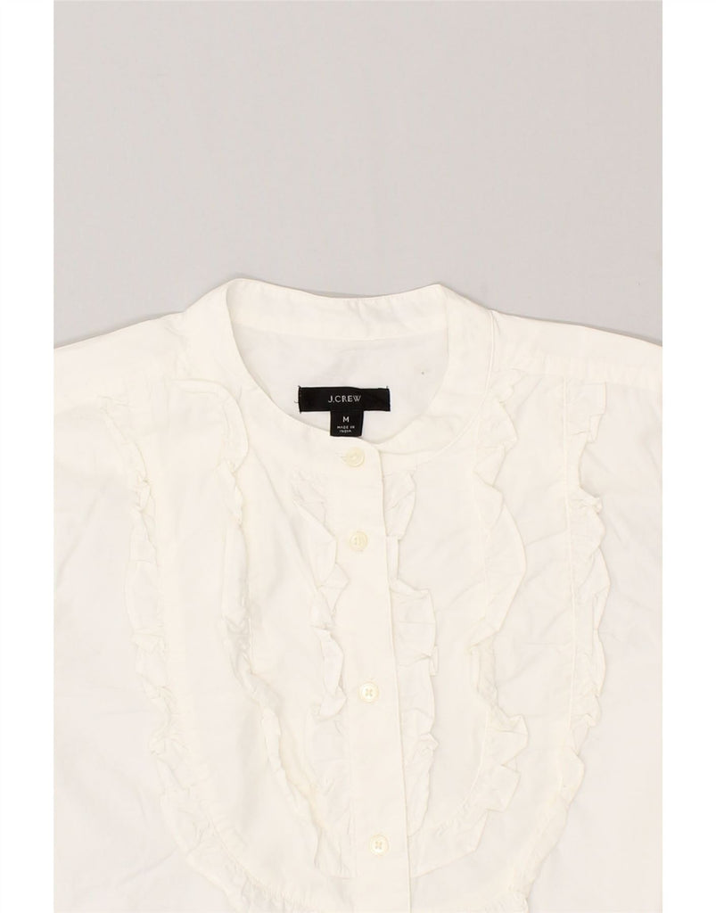 J. CREW Womens Ruffle Front Shirt UK 14 Medium White Cotton Vintage J. Crew and Second-Hand J. Crew from Messina Hembry 