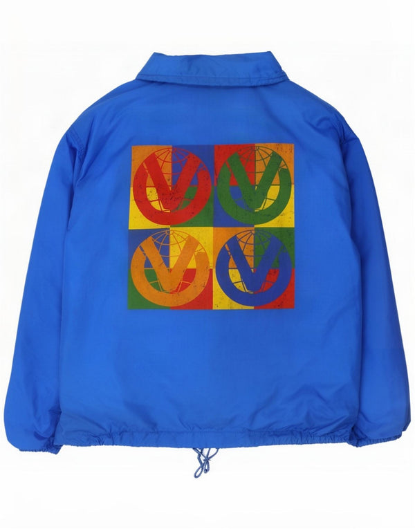 Vintage Mens Graphic Windbreaker Jacket UK 42 XL Blue Nylon