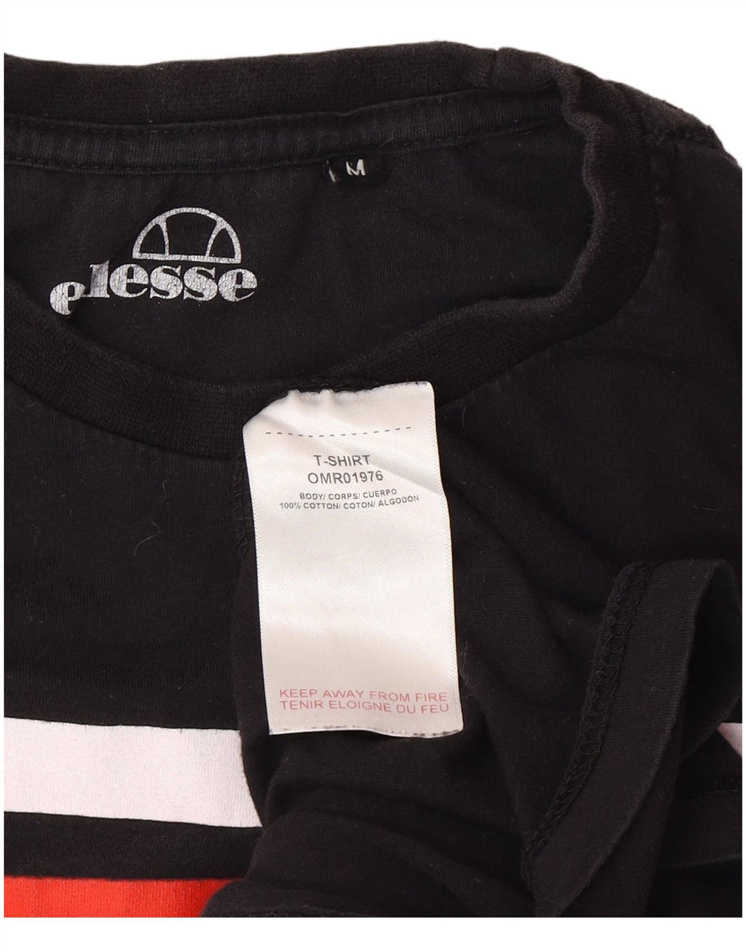 Ellesse Mens Graphic T-Shirt Top Medium Black Colourblock Cotton